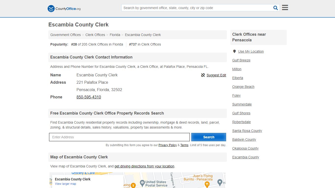 Escambia County Clerk - Pensacola, FL (Address and Phone)